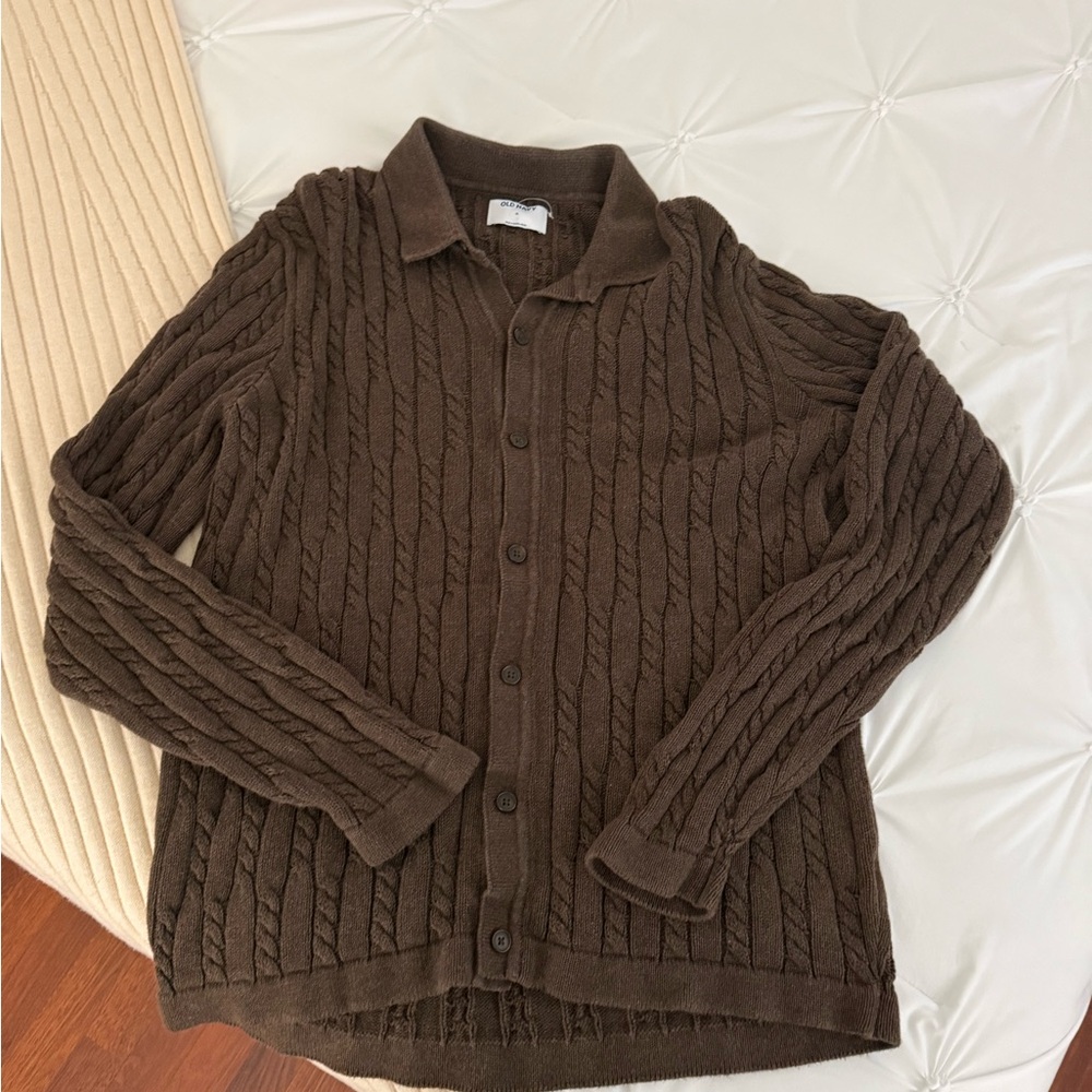 Old Navy Men's Dark Brown Cable Knit Cardigan
